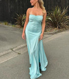 Elegant Lilac Dresses Gowns Evening Dresses Spaghetti Straps Long Prom Dress Satin Formal Party Dress HZ1108