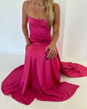 Elegant Lilac Dresses Gowns Evening Dresses Spaghetti Straps Long Prom Dress Satin Formal Party Dress HZ1108