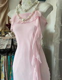 Sweet Pink Spaghetti Strap Chiffon Sheath Short Party Dresses HZ1108