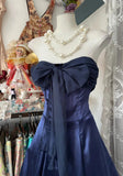 Elegant Navy Strapless Satin Mermaid Short Party Dresses HZ1108
