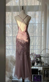 Retro Dusty Pink Spaghetti Straps Mermaid Chiffon Beading Prom Dresses Elegant Party Dress HZ1108