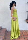 Sexy Chartreuse Party Dress with Spaghetti Straps A-Line Satin Formal Evening Gowns HZ1108