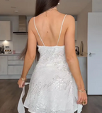 Fashion Blue Sheath Spaghetti Strap Short Outdoor Party Outfit Summer Birthday Dresses HZ1108