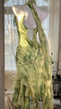Gorgeous Green Spaghetti Straps Sheath Party Dresses Chiffon Beaded Short Y2K Prom Dresses HZ1108