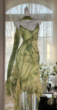 Gorgeous Green Spaghetti Straps Sheath Party Dresses Chiffon Beaded Short Y2K Prom Dresses HZ1108