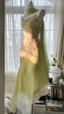 Fairytale Green Spaghetti Straps Vintage Party Dress Sheath Chiffon Beaded Short Prom Dresses HZ1108