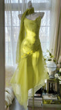 Fairytale Green Spaghetti Straps Vintage Party Dress Sheath Chiffon Beaded Short Prom Dresses HZ1108