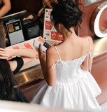 Sweet Pink Spaghetti Strap A-Line Satin Short Prom Dresses Homecoming Dress HZ1108