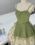 Fairytale Green Spaghetti Strap A-Line Printed Tulle Short Prom Dresses Homecoming Dress HZ1108