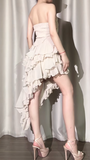 Vintage Sweetheart Neck A-Line Party Dress Chiffon Ruffle Short Prom Dresses HZ1108