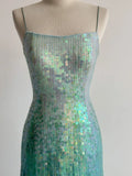 Gorgeous Gradient Jade Spaghetti Strap Sheath Sequins Prom Dresses Backless Evening Gowns HZ1108