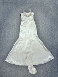 Elegant Off-White Mermaid Party Dress Spaghetti Straps Satin Prom Dresses HZ1108
