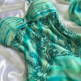 Stunning Green Spaghetti Straps Sheath Chiffon Beaded Prom Dresses HZ1108