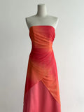 Gorgeous Orange Strapless A-Line Chiffon Satin Ball Dress Formal Evening Gowns HZ1108