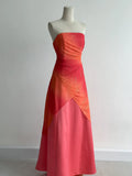 Gorgeous Orange Strapless A-Line Chiffon Satin Ball Dress Formal Evening Gowns HZ1108