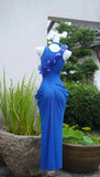 Stunning Royal Blue Party Dress Chiffon U Neck Bodycon Prom Dresses HZ1108