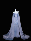 Elegant Gray Purple Sweetheart Mermaid Satin Mask Prom Dresses Formal Evening Gowns HZ1108