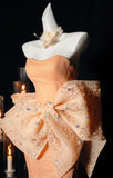 Gorgeous Orange Strapless Mermaid Tulle Prom Dresses Glam Bow Evening Gowns HZ1108