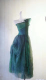 Fairytale Forest Green One Shoulder A-Line Chiffon Party Dress HZ1108