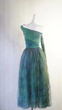 Fairytale Forest Green One Shoulder A-Line Chiffon Party Dress HZ1108