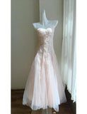 Cute Pink Spaghetti Straps A-Line Tulle Long Prom Dresses Birthday Evening Dress Gowns HZ1108