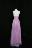 Gorgeous Purple Square Neck A-Line Sequin Prom Dresses Sweet Birthday Party Dress HZ1108
