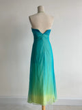 Gorgeous Gradient Turquoise Halter Neck Chiffon Sheath Prom Dresses Vintage Party Dress HZ1108