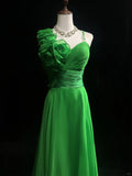 Gorgeous Bud Green A-Line Chiffon Long Prom Dresses Vintage Formal Evening Gowns HZ1108