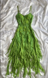 Stunning Bud Green Spaghetti Straps Bodycon Beaded Chiffon Short Prom Dresses Vintage Party Dresses with Appliques HZ1108