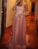 Elegant Pink Strapless A-Line Tulle Long Prom Dresses Formal Evening Gowns HZ1108