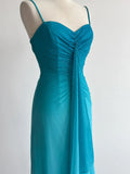 Glitter Gradient Blue Spaghetti Straps Sheath Chiffon Prom Dresses Evening Dress Gowns HZ1108
