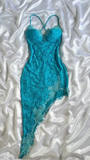 Glam Blue Sweetheart Bodycon Party Dress Lace Short Prom Dresses HZ1108