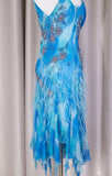 Stunning Blue Spaghetti Straps Sheath Chiffon Beaded Short Prom Dresses HZ1108