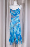 Stunning Blue Spaghetti Straps Sheath Chiffon Beaded Short Prom Dresses HZ1108