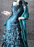 Gorgeous Teal One Shoulder Mermaid Taffeta Long Prom Dresses Formal Evening Dresses HZ1108