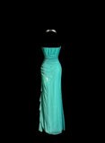 Tiffany Blue Glitter Chiffon Sweetheart Sheath Prom Dresses Formal Evening Gowns with Ruffles HZ1108