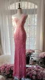 Gorgeous Gradient Pink Mermaid V Neck Chiffon Beading Long Prom Dresses Vintage Formal Evening Gowns HZ1108