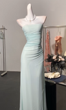 Elegant Light Green Strapless Bodycon Chiffon Prom Dresses Simple Formal Evening Gowns HZ1108