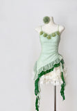 Fairytale Green Spaghetti Straps Bodycon Lace Tulle Short Prom Dresses Homecoming Dresses HZ1108