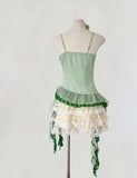 Fairytale Green Spaghetti Straps Bodycon Lace Tulle Short Prom Dresses Homecoming Dresses HZ1108