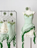 Fairytale Green Spaghetti Straps Bodycon Lace Tulle Short Prom Dresses Homecoming Dresses HZ1108