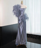 Elegant Strapless Sheath Satin Prom Dresses Formal Evening Gowns HZ1108