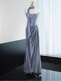 Elegant Strapless Sheath Satin Prom Dresses Formal Evening Gowns HZ1108