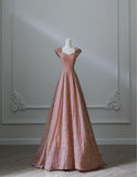 Sweet Pink Sweetheart Neck A-Line Sequin Long Prom Dresses Formal Evening Gowns HZ1108