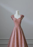 Sweet Pink Sweetheart Neck A-Line Sequin Long Prom Dresses Formal Evening Gowns HZ1108