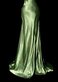 Elegant Green V-neck Satin Mermaid Long Prom Dresses Vintage Beaded Evening Dress HZ1108