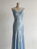 Simple Grey Blue Spaghetti Straps Mermaid Satin Beading Party Dress HZ1108