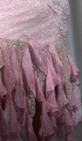 Sweet Pink Spaghetti Straps Sheath Chiffon Beaded Short Prom Dresses Vintage Evening Gowns HZ1108