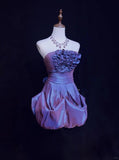 Stunning Purple Strapless A-Line Taffeta Short Prom Dresses Homecoming Dresses HZ1108
