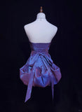 Stunning Purple Strapless A-Line Taffeta Short Prom Dresses Homecoming Dresses HZ1108